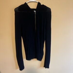 Transit Par-Such Vintage 90s/2000s Black Hooded Patterned Zip-Up Hoodie size 3